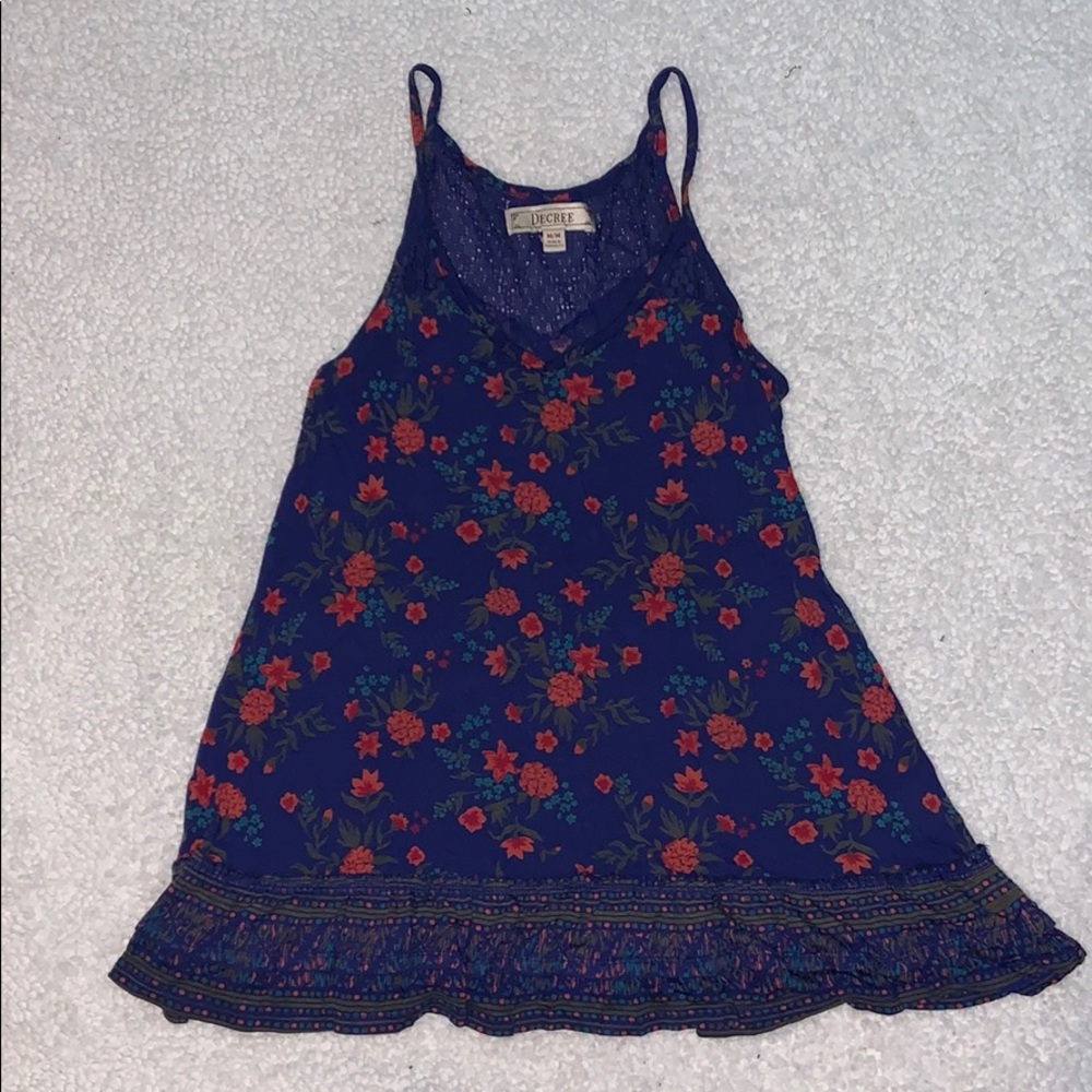 🌺Blue Flower Long Tank